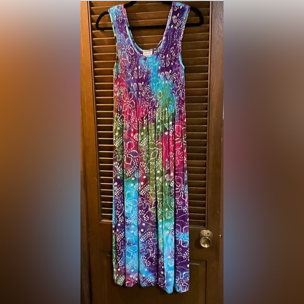 Noelle enterprises: vintage ribbed floral multi colored long one size maxi dress